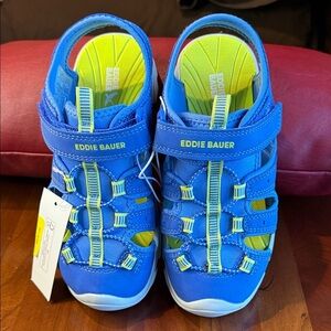 Eddie Bauer Sandals Closed Bump Toe Kids Bright Blue Lime Adventure Sandals Sz 3